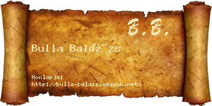 Bulla Balázs névjegykártya